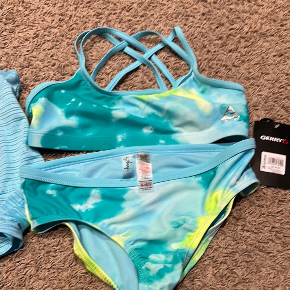 Gerry Blue and Green Tie-Dye Bikini Set